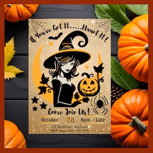 Wenn du es hast Haunt It Halloween Einladung Digitale Vorlage, Sexy Hexe einladen, druckbare bearbeitbare Karte Mobile einladen, Sofortiger Download