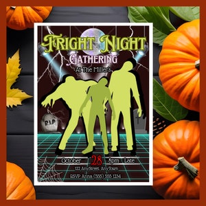 Zombie digitale Halloween Party uitnodiging, kerkhof thema, Spooky Celebration, afdrukbare bewerkbare kaart mobiele uitnodiging, Instant Download