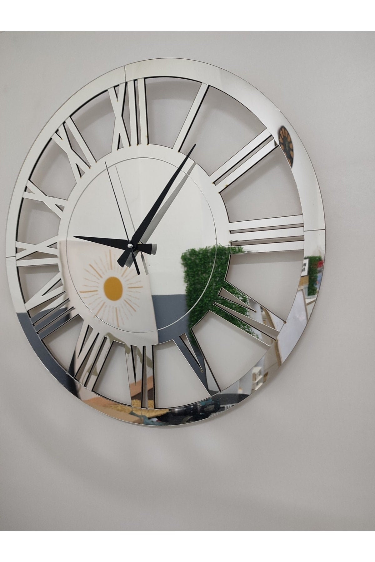 Silver Mirrored Wall Clock 50 Cm Vip Clock Etsy UK