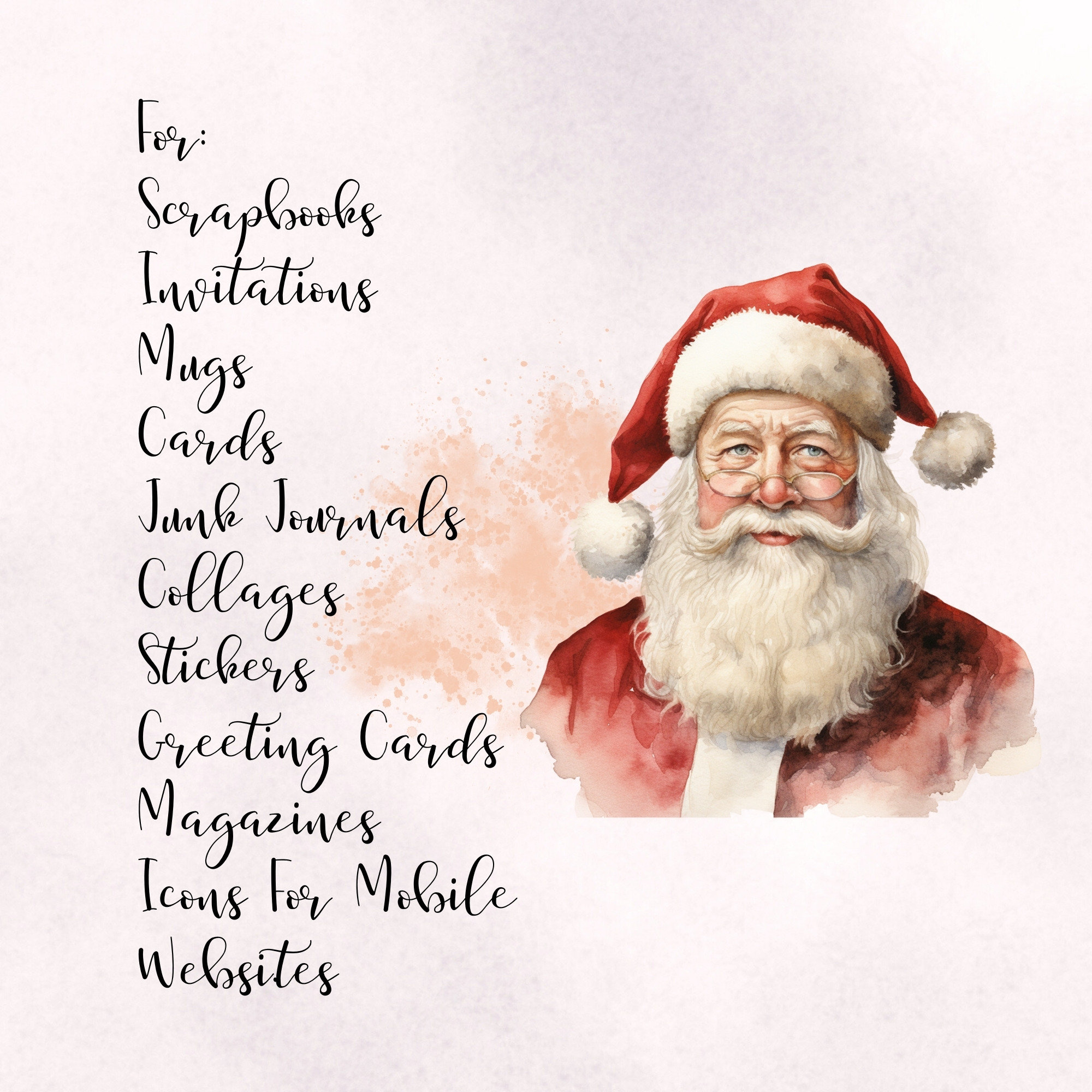 87 Watercolor Santa Clipart Santa Claus PNG Bundle Cute Christmas ...