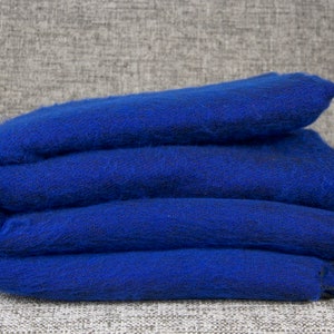 Manta de lana de yak tejida a mano: chal ético del Himalaya, azul rey y naranja
