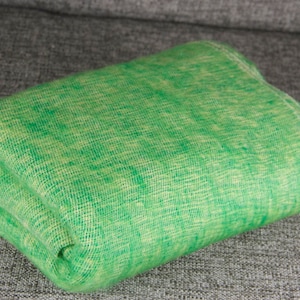 Warm Woollen Blanket Throws Handwoven Ethically Meditation Shawl Wrap Scarf Sofa Bed Spread Lime Green