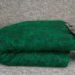 Manta de lana verde bufanda meditación sofá cama sofá tira cama extendida tejida a mano