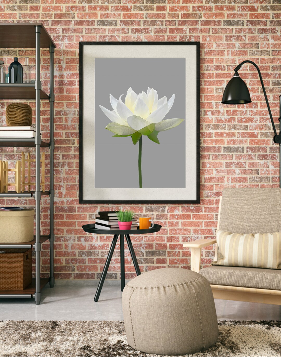 Digital Art White Flower, Digital Wall Art, Floral Art, Retro Art