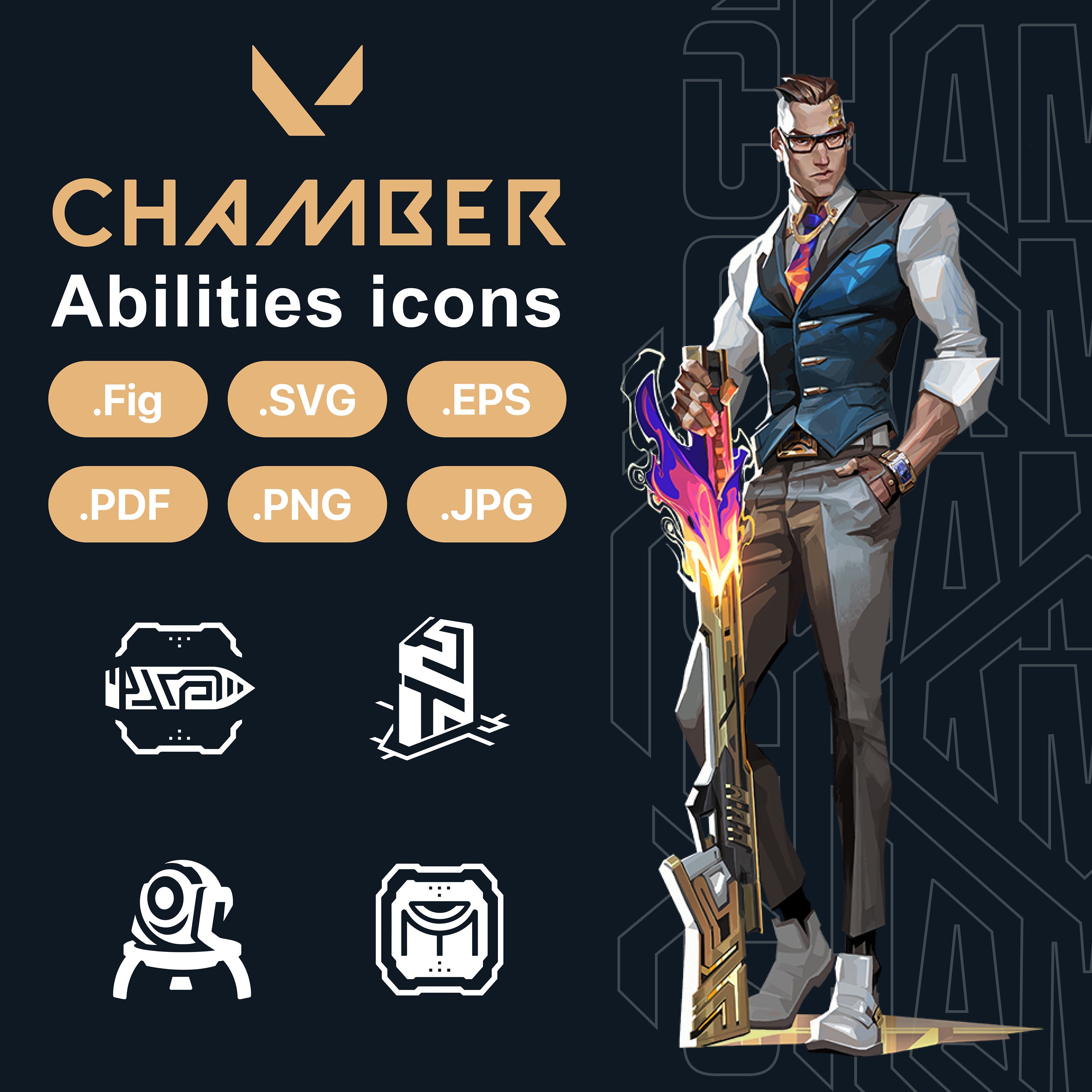 Valorant Chamber Agent Abilities Icons SVG PNG EPS Pdf Figma Etsy