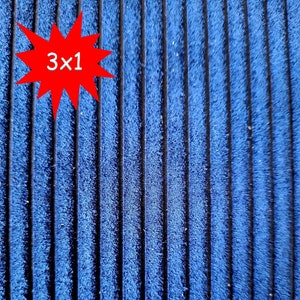 Suede printed blue striped leather 1.5 mm. Precut 30x30 cm, perfect for small projects, crafts, high quality