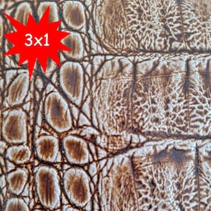 Pelle fantasia coccodrillo cammello 1,5 mm. Pretagliato 30x30 cm, perfetto per piccoli progetti, artigianato, alta qualità
