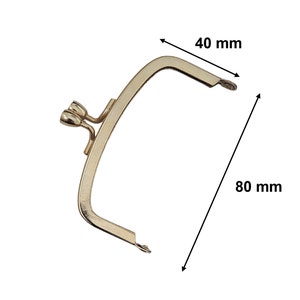 80 mm purse frame, purse nozzle, gold color, vintage retro, basic, minimalist.