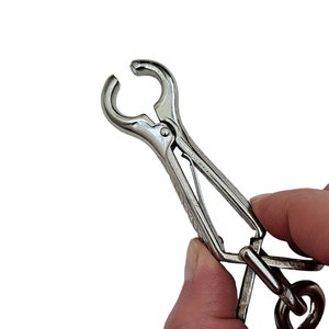 French steel clamp, high quality, luxury finish. Clasp, hook, hook, metal shackle, for straps, handles, bags. Retro-vintage.