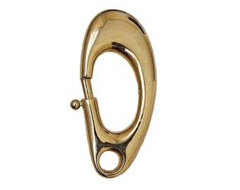 Large carabiner, hook, clasp, hook, metal shackle, aged gold, vintage retro, fantasy.