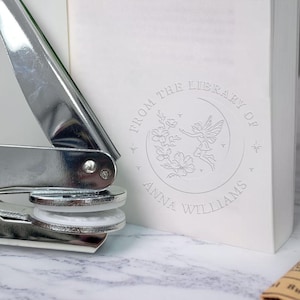 Personalized Book embossing stamp– Custom Ex Libris Stamp, Library Embosser &#39;From The Library Of&#39;, Unique Gift for Book Lovers ES421TTD0