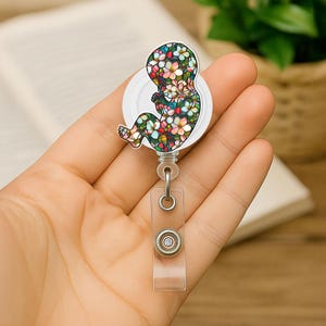 Floral Fetus Nurse Badge Reel, LD and OB Nurse Badge Holder, Labor Delivery Nurse Gift, Cute Medical Clip, acrylic badge clips ABC69J5C0