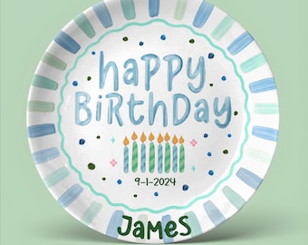 Personalized Birthday Plate, Custom Birthday Gift for Kids & Adults, Happy Birthday Keepsake, Food Safe Celebration Plate P1024AQC0