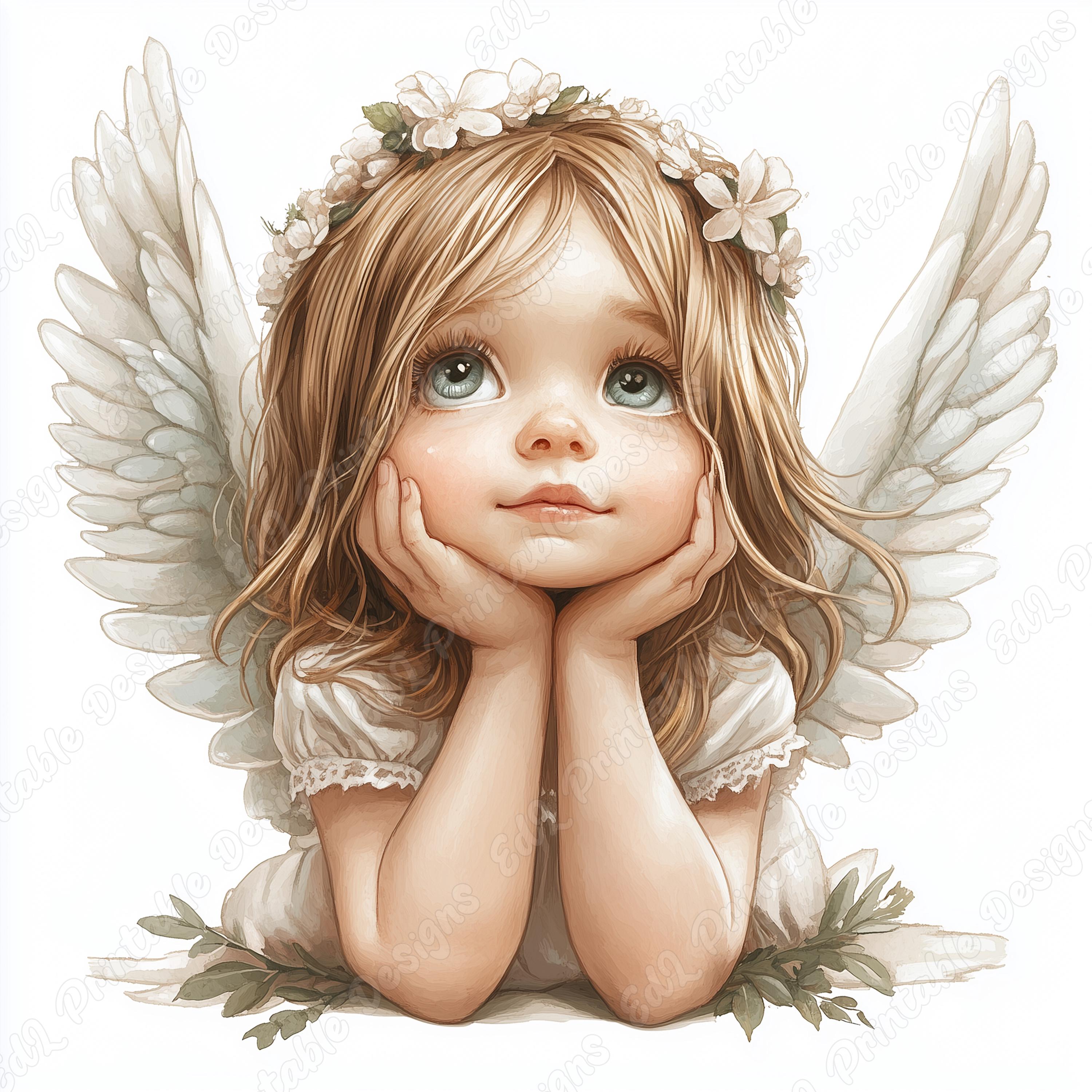 Watercolor Angel Girl Clip Art, Nursery Scrapbook Designs (digital  Download) - Etsy Finland, image size:3000x3000