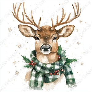 20 clipart cerf de Noël, image imprimable renne aquarelle, téléchargement numérique Noël cerf, scrapbooking animaux papier artisanat JPG Bundle