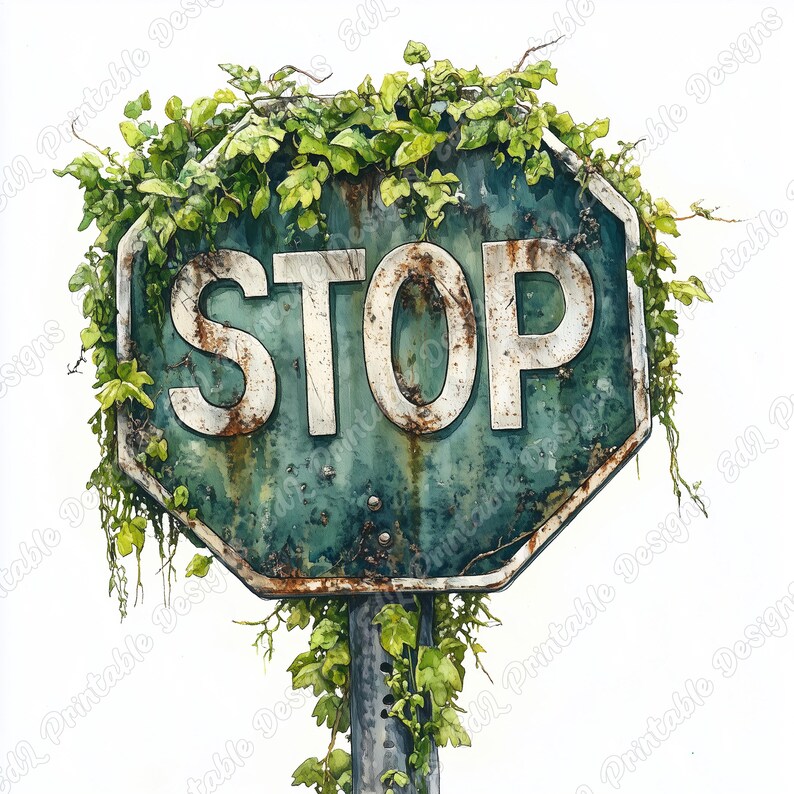Grunge Stop Sign Clipart, Shabby Chic, Scrapbook Paper (digital ...
