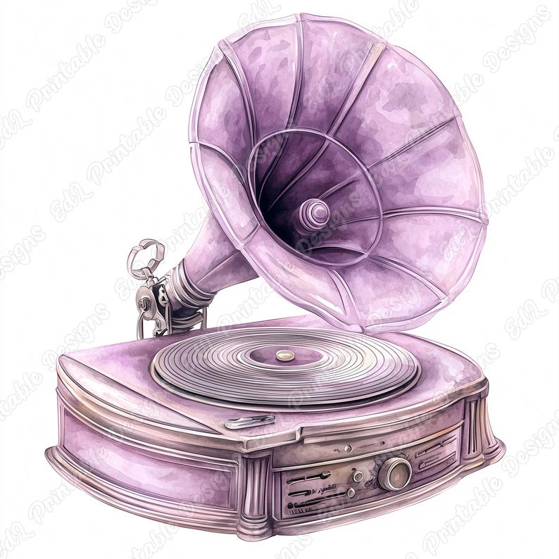Vintage Gramophone Clipart: Retro Phonograph Images (digital Download ...