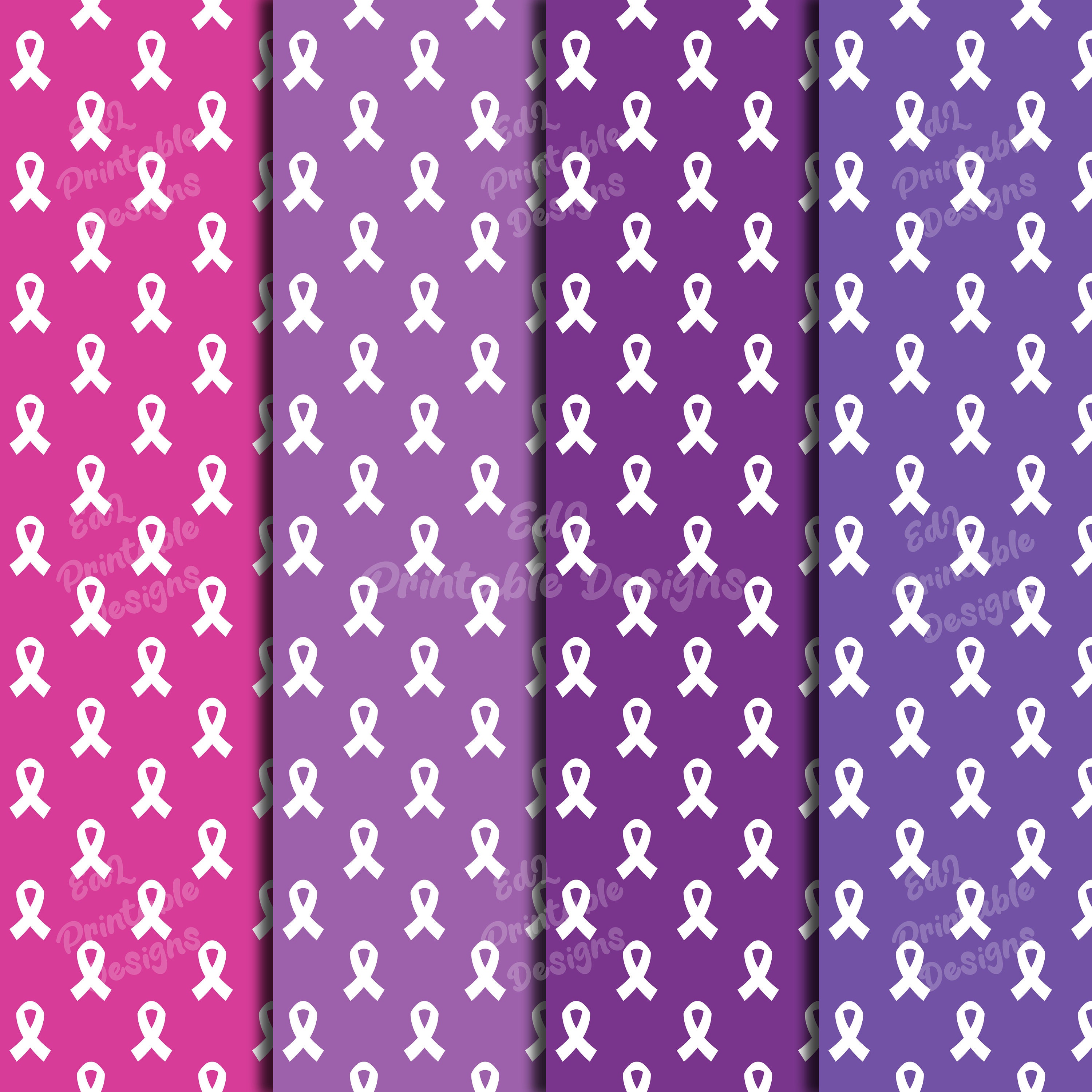 Cancer Ribbon Digital Paper Awareness Printable Background - Etsy