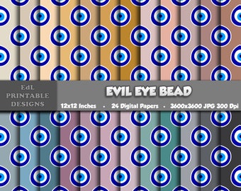 Evil Eye Bead Digital Paper, Seamless Turkish Amulet, Nazar Pattern (Digital Download)
