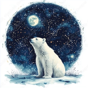 Polar Bear Clip Art, Winter Animal JPG Set (Digital Download)