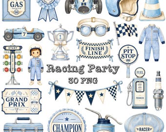 Imágenes prediseñadas PNG de fiesta de carreras, cumpleaños de Two Fast, Fast One, corredor de baby shower (descarga digital)