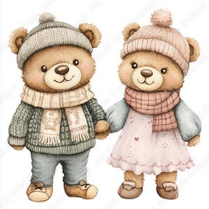 20 teddybeer paren illustraties, romantische Valentijnsdag afdrukbare afbeelding, schattige vintage digitale download, kwekerij scrapbooking papier ambachtelijke JPG