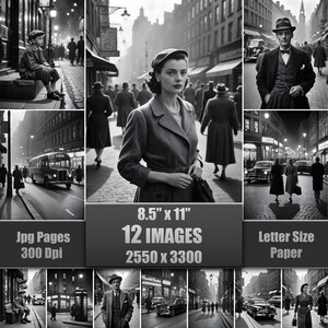 Vintage 50er Jahre Straßenfotos, Ephemera Seiten (Digitaler Download)