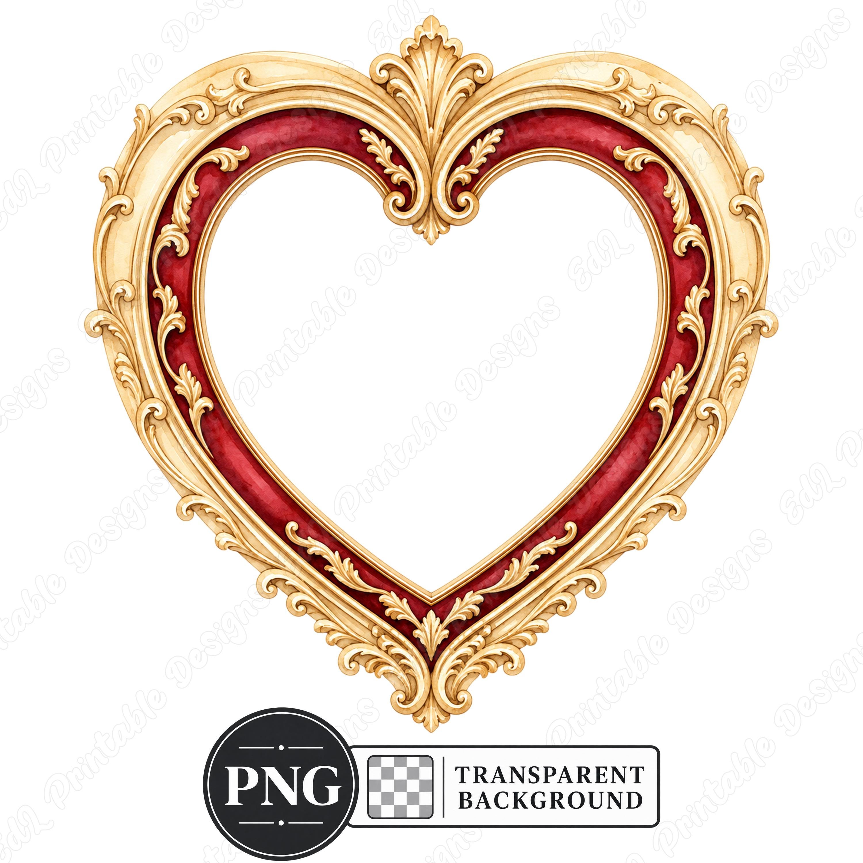 Vintage Heart Frame PNG Clipart, Watercolor Baroque Rococo Frames