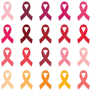 100 Solid Color Cancer Ribbon Clip Art, Rainbow Colorful Breast Cancer Clipart, Awareness Png, Hope Printable Digital Be Strong Clip Art Png