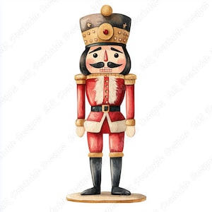 20 Clip Art de Quebra-Nozes de Natal, Imagem de Soldado Quebra-Nozes em Aquarela para Imprimir, Download Digital, Pacote de Artesanato em Papel para Scrapbooking de Natal JPG