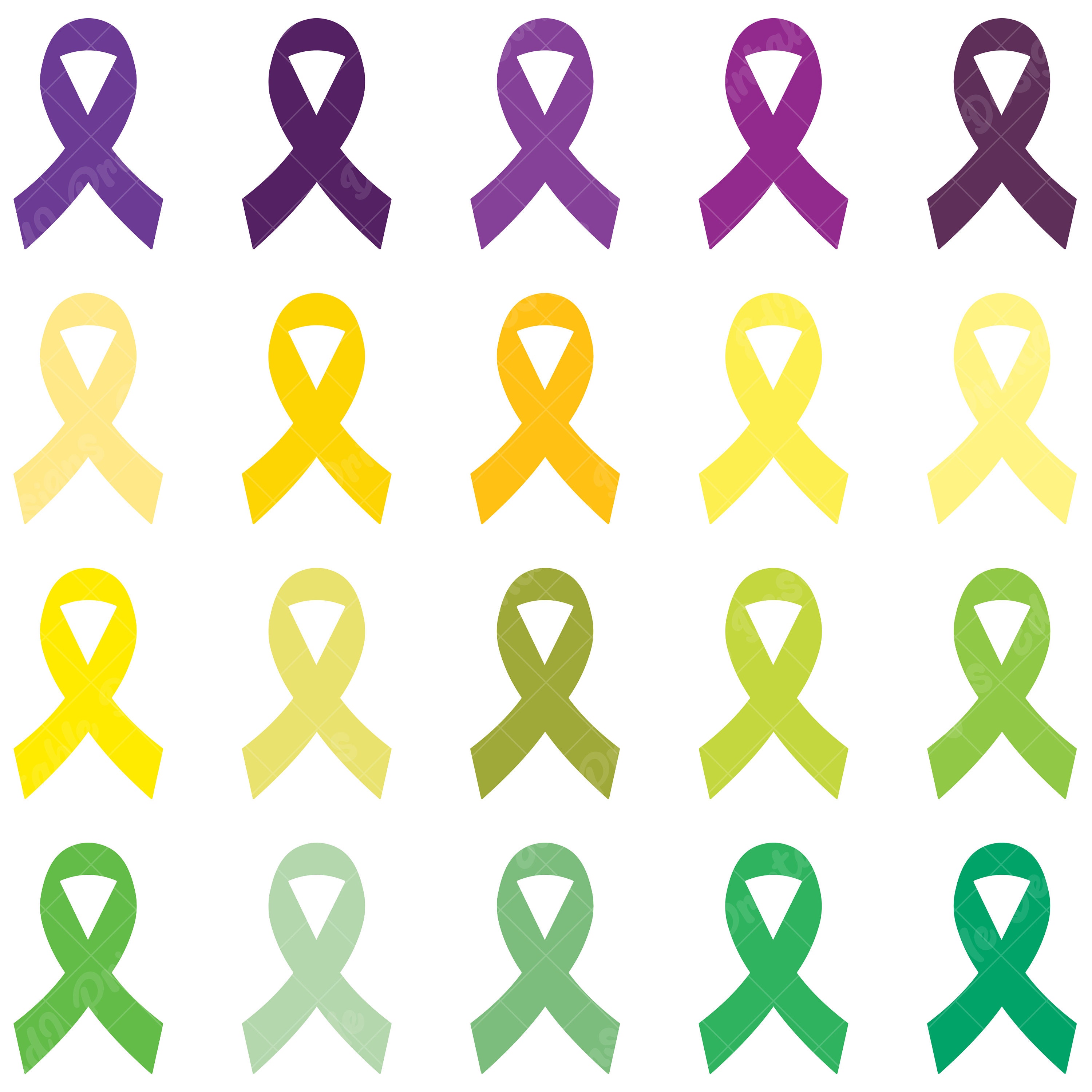 100 Cancer Ribbon Clip Art, Rainbow Colors (PNG Digital Download) - Etsy