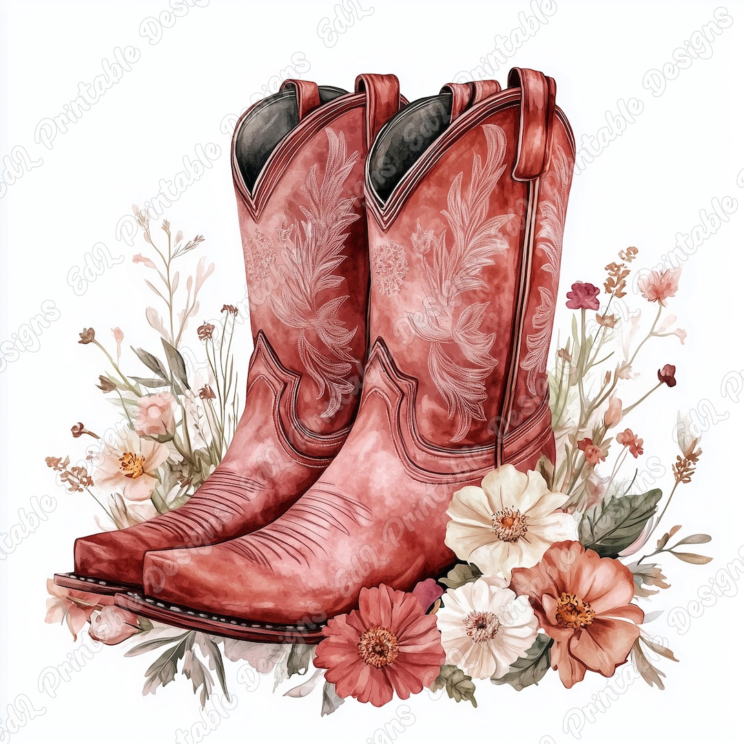 20 Womens Cowboy Boots Clip Art, Printable Cowgirl Boots