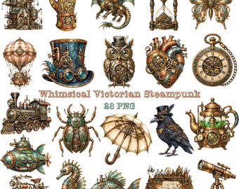 Fantazyjny wiktoriański steampunkowy clipart PNG, wydrukowane obrazy gadżetów vintage, album ze zdjęciami mechanicznych kół zębatych (pobieranie cyfrowe)