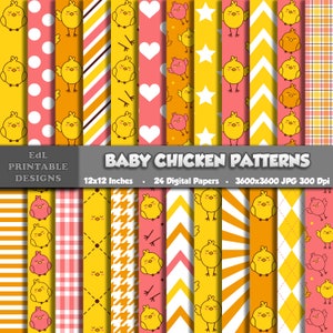 Baby Chicken Digital Paper: Farm Nursery Patterns (Seamless Set of 24) (Digital Download)