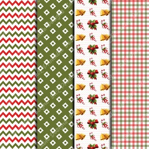 Merry Christmas Digital Papers, Xmas Printable Background, Winter Holiday Scrapbook Paper, Red and Green Paper, New Year Seamless Pattern