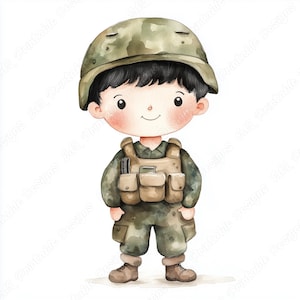 20 かわいい兵士の少年のクリップアート、軍事関連の子供の印刷可能な画像、小さな軍隊の子供のデジタル ダウンロード、パトリオット スクラップブッキング ペーパー クラフト JPG セット