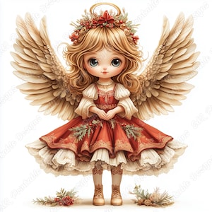 20 kleine Weihnachtsengel Clip Art, süßes Engel Mädchen druckbare Bilder, Babyparty digitaler Download, religiöses Scrapbooking Papierhandwerk JPG