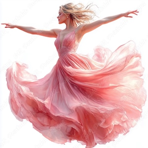 20 Beautiful Women Dancing Clip Art, Dancer Girl Printable Image, Watercolor Dancing Girl Digital Download, Scrapbooking Paper Craft JPG Set