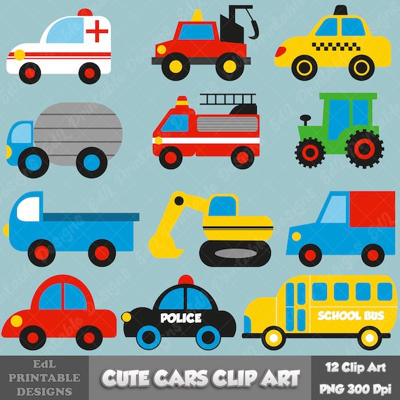 Digital Cars Clipart, Printable Auto (PNG Digital Download)