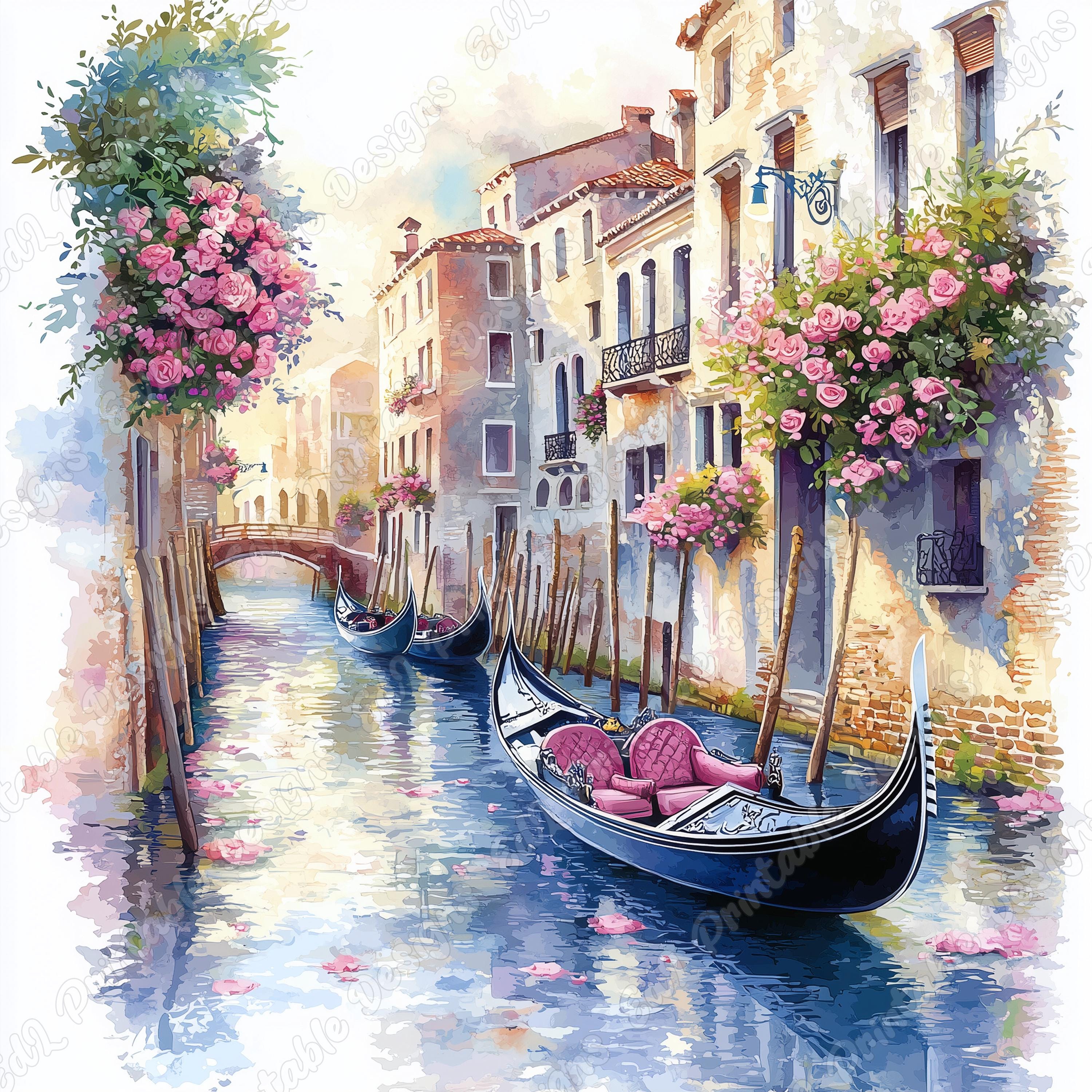 水彩画 ヴェネツィア ゴンドラの風景　一点物 水彩画 ヴェネツィア ゴンドラの風景 一点物 水彩画