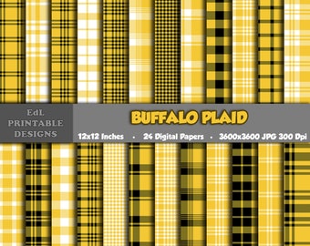Gelbe Büffel Karo Digitale Papiere, Tartan, Tartan, Karo, Holzfäller, Karo, Karo, (Digital Download)