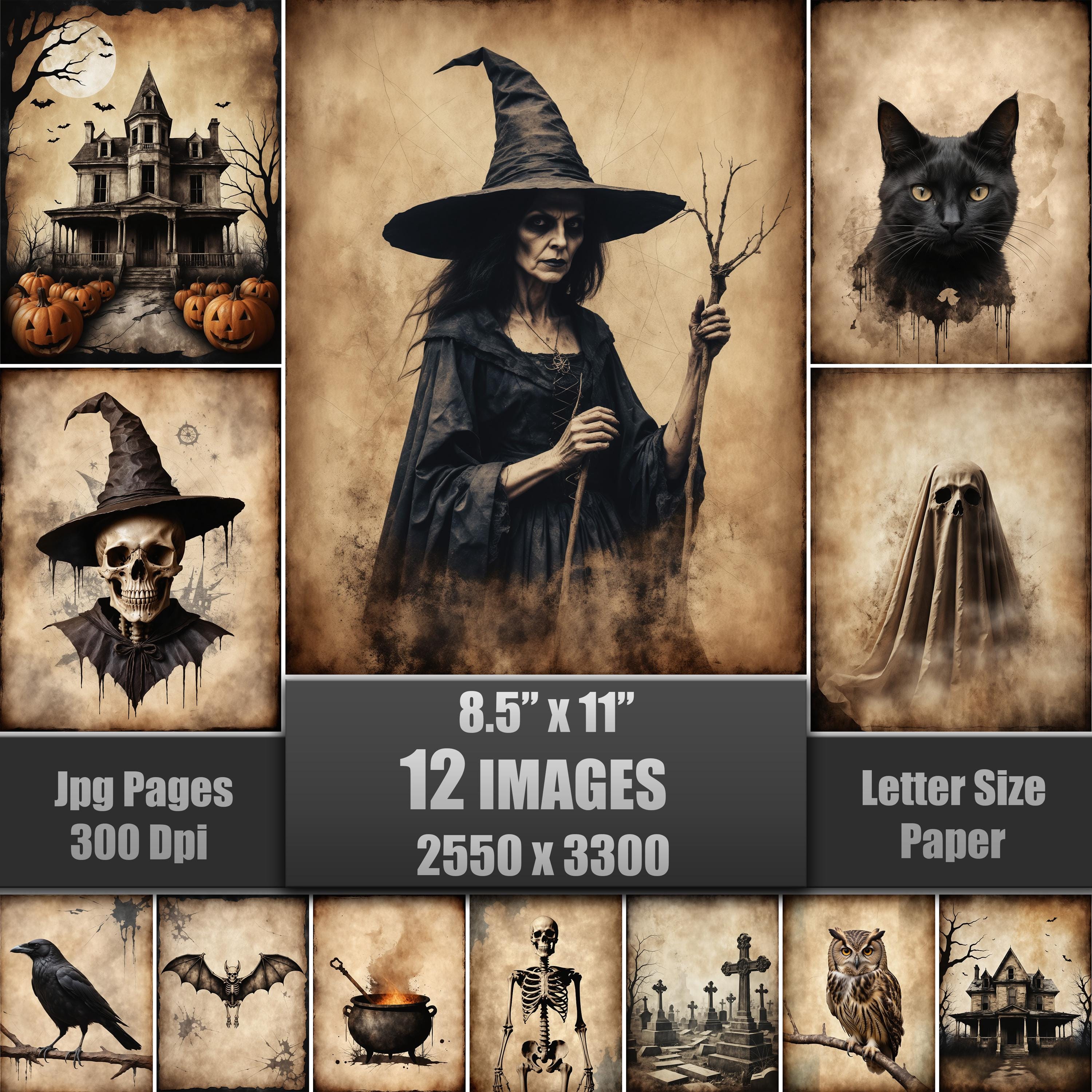 Shabby Chic Halloween Junk Journal Pages, Spooky Ephemera (digital ...