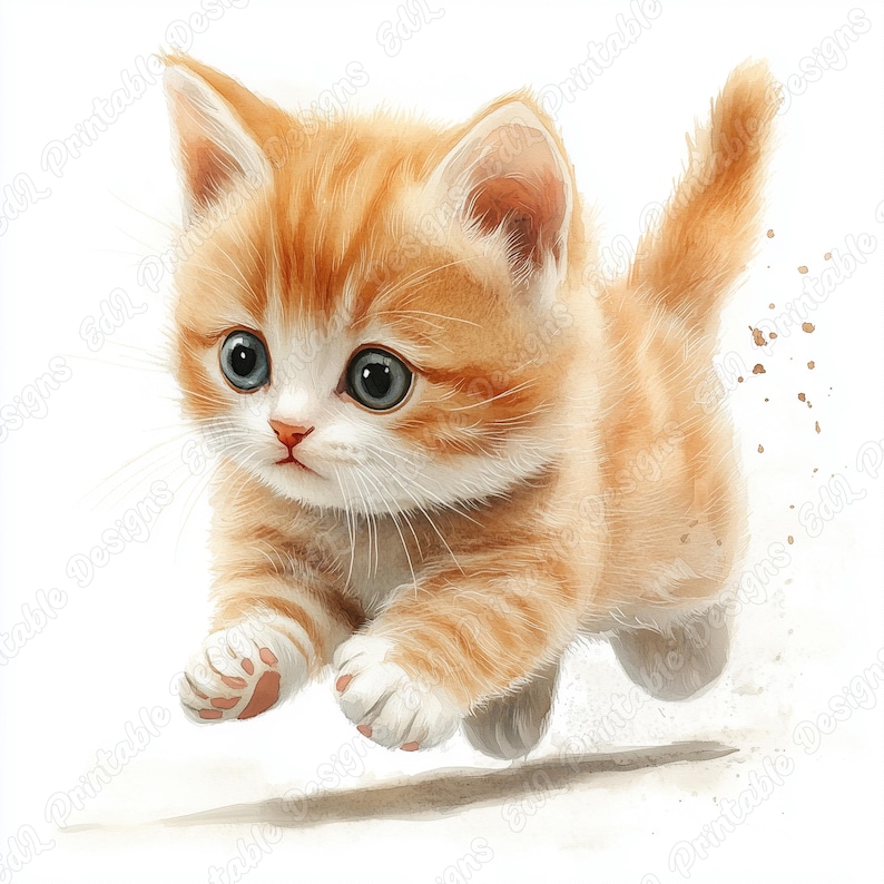 20 Cute Kitten Clip Art, Adorable Animal Printable Images, Watercolor Baby Cat Digital Download, Little Kitten Scrapbooking Paper Crafts JPG