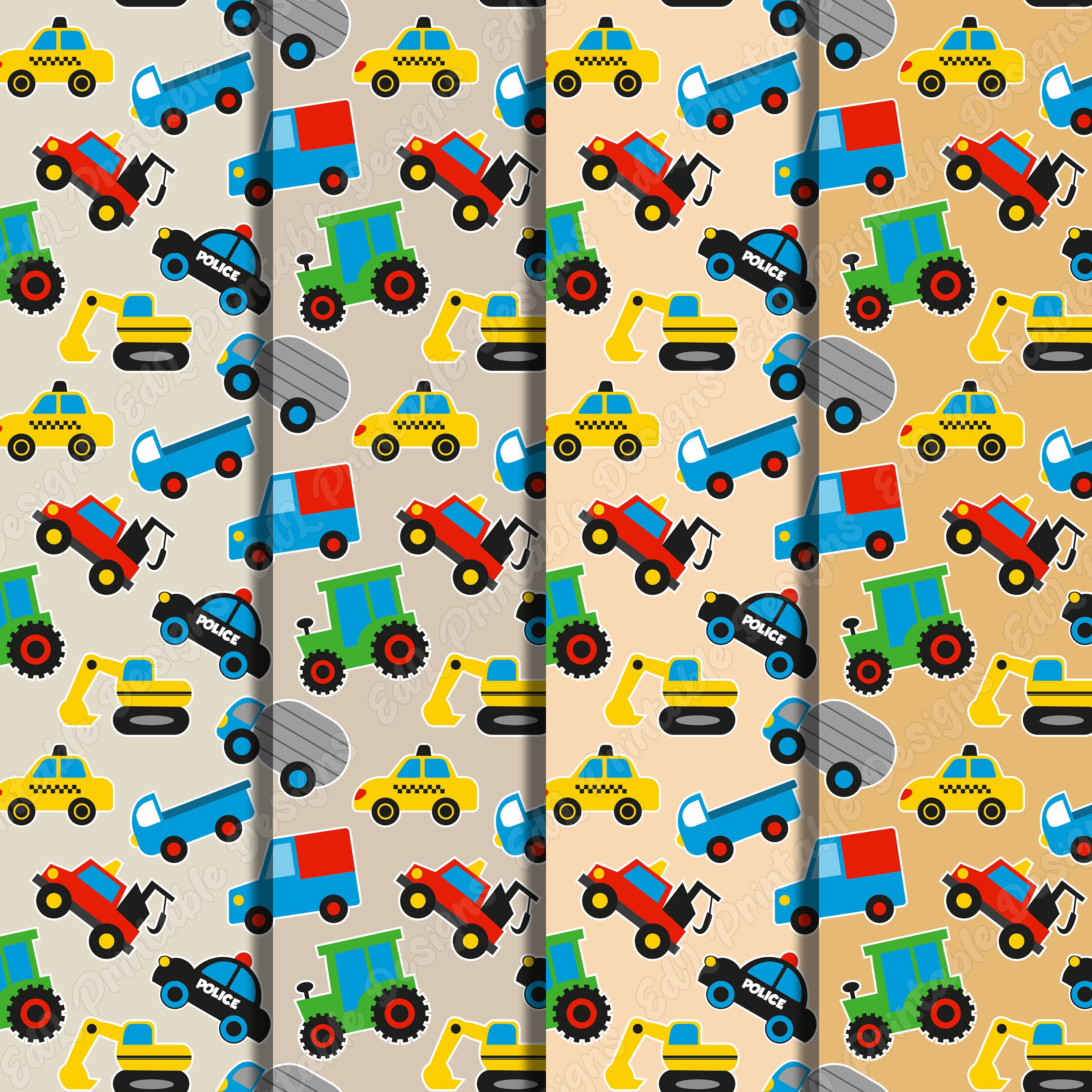Cars Pattern Digital Paper, Seamless Vehicles Patterns (digital ...