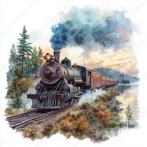20 Vintage Steam Train Clip Art, Old Train Printable Images, Nostalgic Train Digital Download, Antique Railway Scrapbooking Paper Crafts JPG