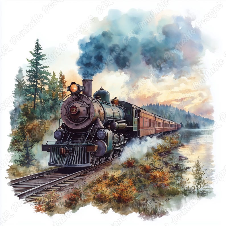 20 Vintage Steam Train Clip Art, Old Train Printable Images, Nostalgic Train Digital Download, Antique Railway Scrapbooking Paper Crafts JPG