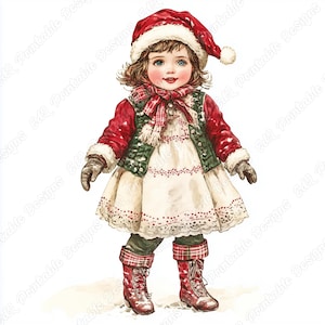 20 clipart fille de Noël vintage, Image imprimable rétro des années 1920 pour enfants, téléchargement numérique vintage pour petits enfants, création de scrapbooking en papier JPG