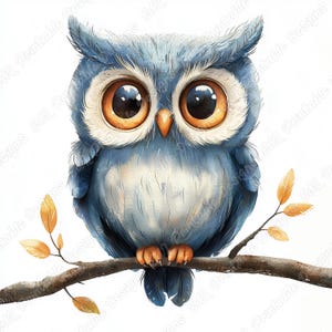 20 Watercolor Cute Owl Clip Art, Woodland Animal Printable Images, Baby Shower Digital Download, Nursery Scrapbooking Paper Craft JPG Bundle