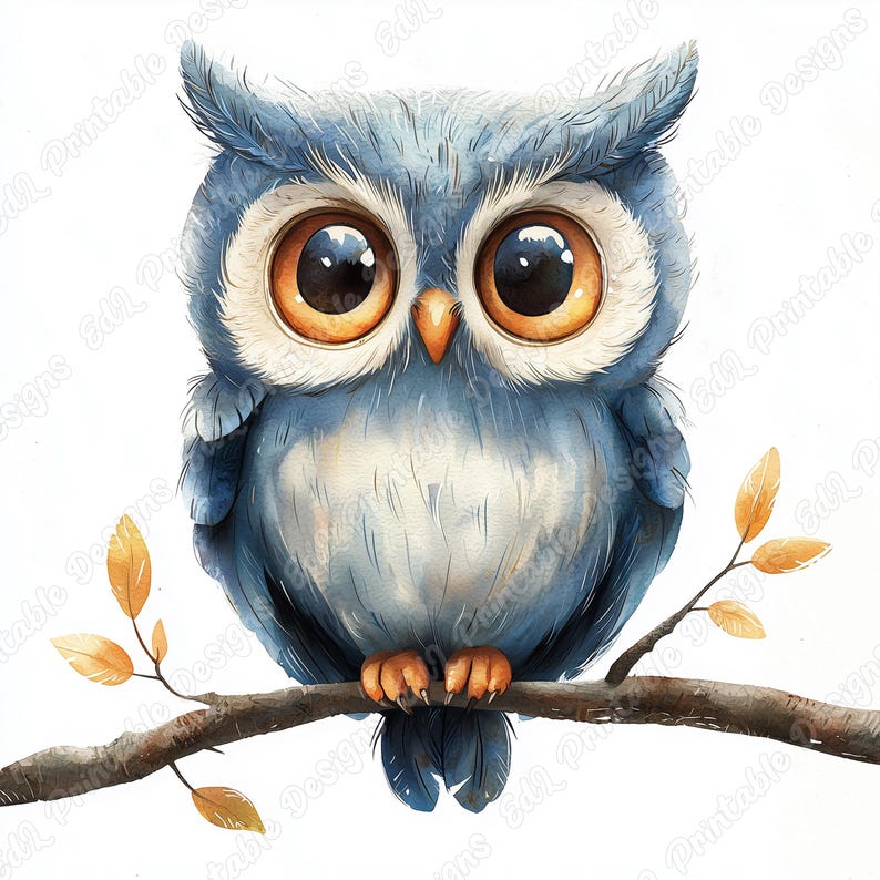 20 Watercolor Cute Owl Clip Art, Woodland Animal Printable Images, Baby Shower Digital Download, Nursery Scrapbooking Paper Craft JPG Bundle
