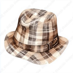 20 detective hoed illustraties, inspecteur vintage hoed afdrukbare afbeeldingen, gentleman geruite hoed digitale download, scrapbooking papier ambachtelijke JPG bundel